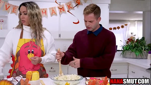 Young guy sucked by step granny and step mommy at once