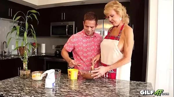 GILFAF - 72 Year old Grandma Fucks Stud in Kitchen